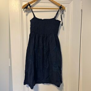 Charming Charlie Navy Mini Dress with Embroidered Floral Details